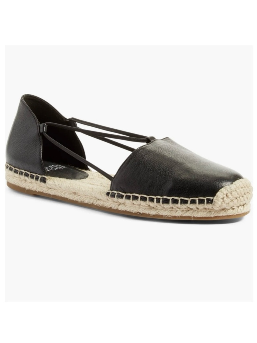 Eileen Fisher Lee Espadrille Flats Black Leather Slip-On Mimimalist Shoes Sz 7 - Picture 4 of 16